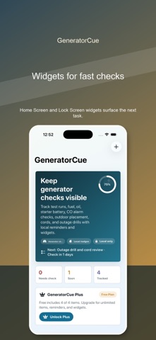 GeneratorCue Generator Care iPhone screenshot