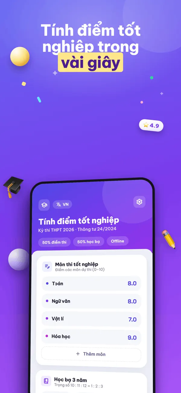 Screenshot #1 pour Tính Điểm Tốt Nghiệp THPT