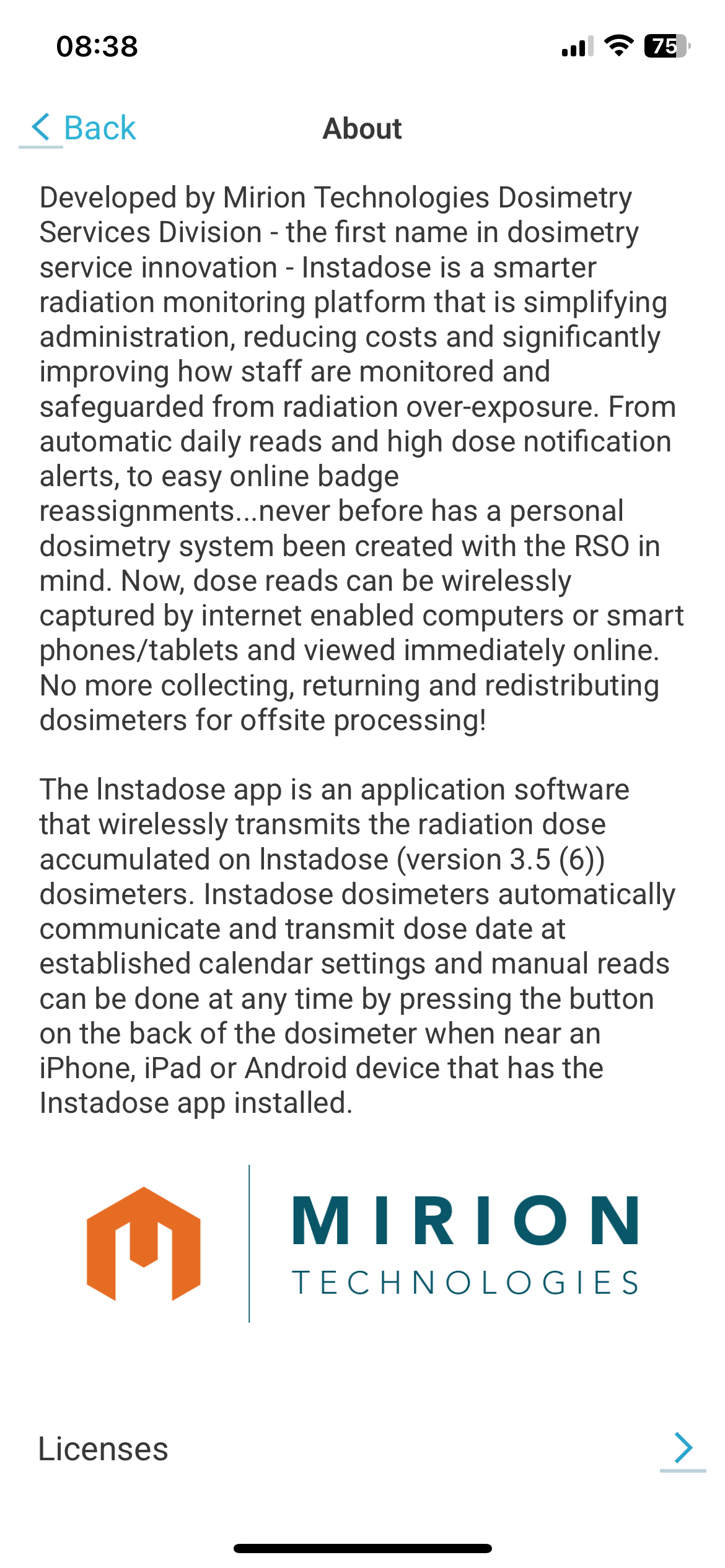 Instadose Companion Mobile App