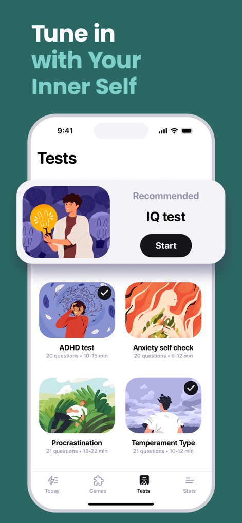 BrainGain - Brain Training - Access comprehensive self-assessment tools, providing users with personalized insights from tests such as the IQ evaluation and ADHD screening.