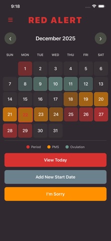 Red Alert - Cycle Tracker Screenshot 1 of 6