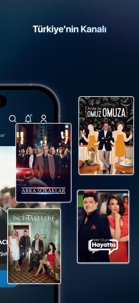 Kanal D - Watch Series & TV - Los usuarios pueden descubrir una amplia gama de contenido, desde dramas como "Arka Sokaklar" hasta programas de estilo de vida como "Arda ile Omuza Omuza", facilitando la búsqueda y notificaciones personalizadas.