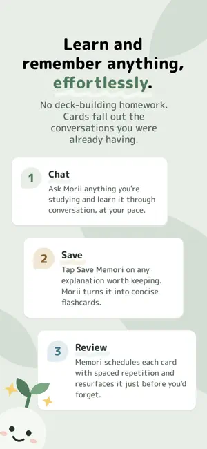 Memori: AI Tutor & Flashcards screenshot 1