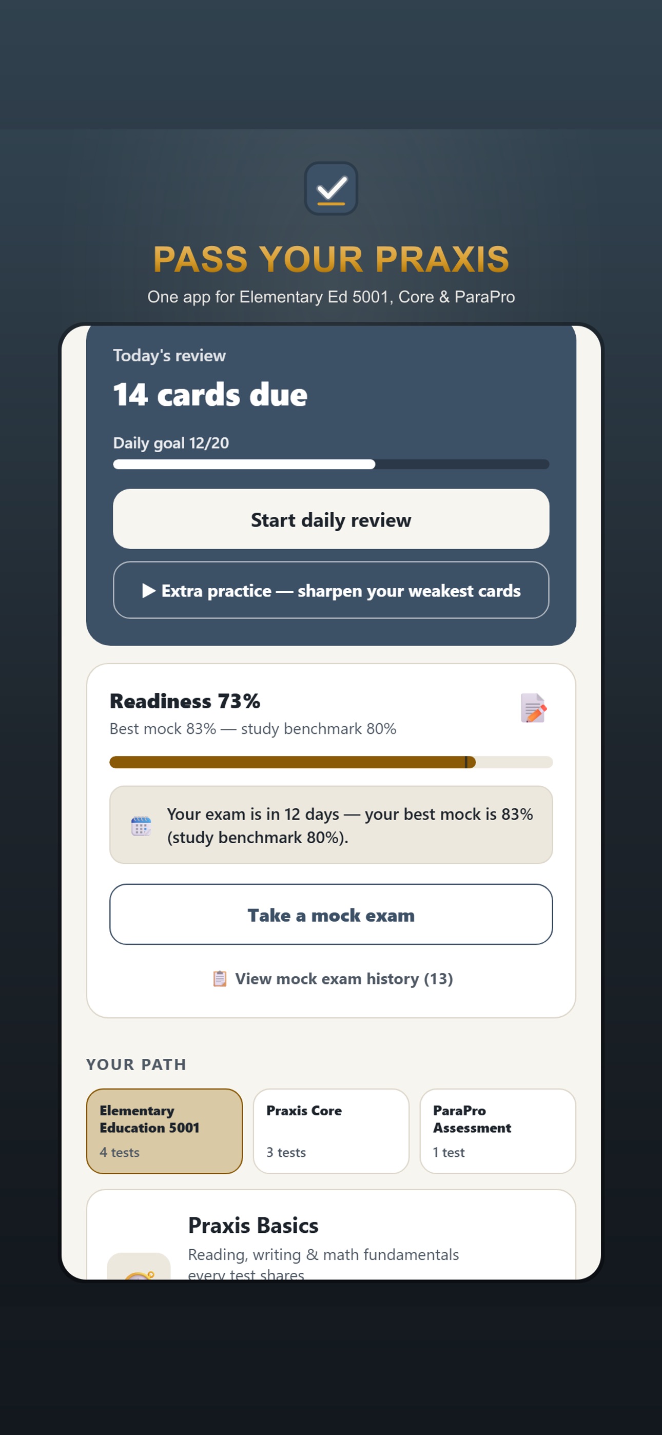 Screenshot 1 of Praxis Practice Test 2026