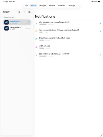 DangGIT iPad screenshot