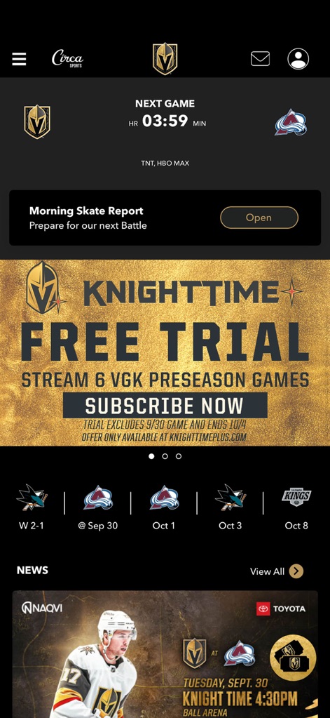 Vegas Golden Knights - Sports App | MWM
