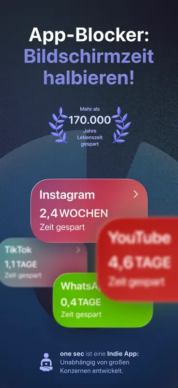 one sec | App Zeitlimit Sperre screenshot 1 of 9