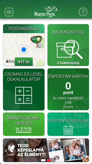Magyar Posta applikáció Screenshot