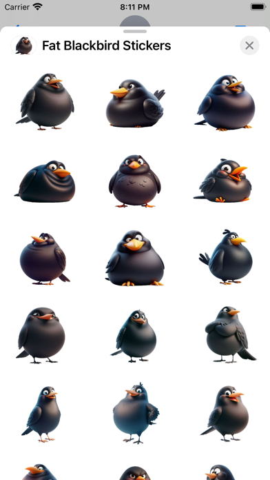Screenshot 1 of Fat Blackbird Stickers App