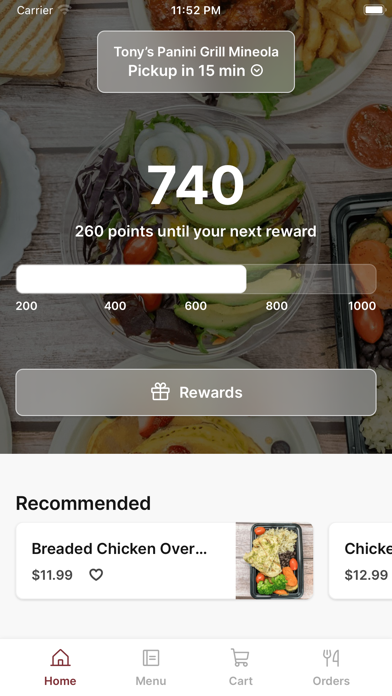 Tony’s Panini Grill - Mineola iPhone screenshot 1 - Food & Drink app