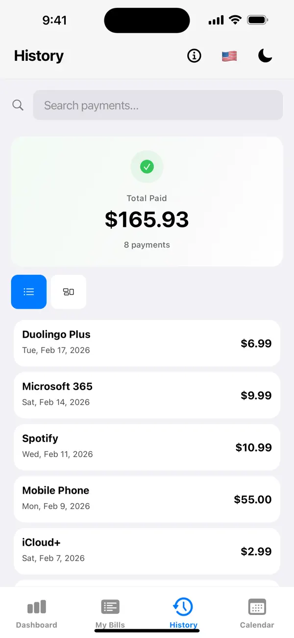 #3. Bills & Subscriptions Tracker (iOS) Podle: Felipe Vieira
