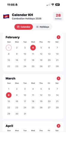 Calendar KH screenshot