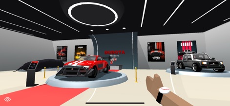 Dude Theft Wars FPS Open World - Explore the diverse vehicle selection available in Dudota Motors and the meticulously designed interior of the showroom.