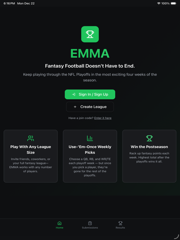Emma Playoff Picks iPad screenshot 3 - Sports app