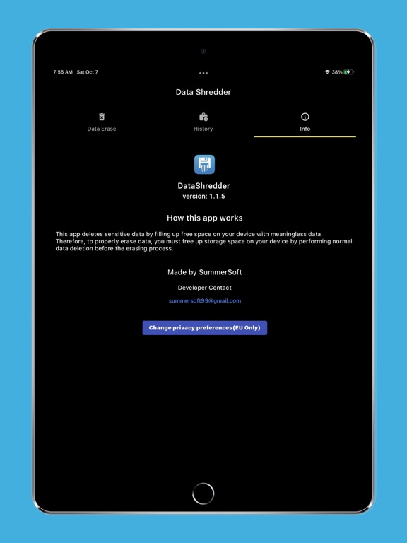 DataShredder iPad screenshot 4 - Utilities app