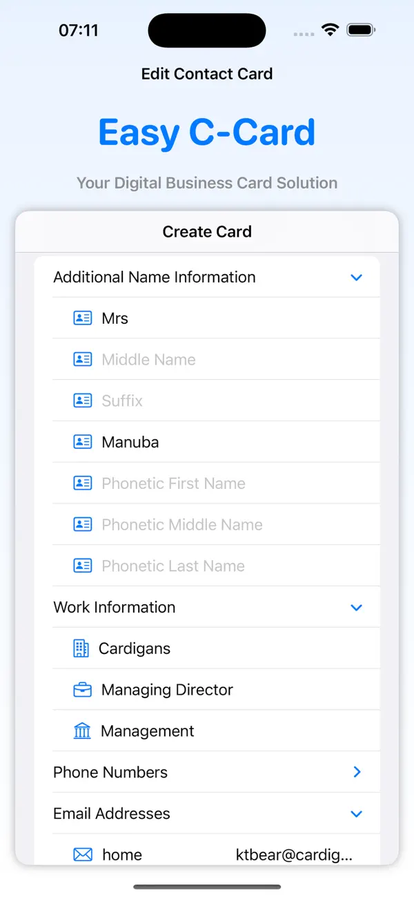 Screenshot #3 pour Easy C-Card