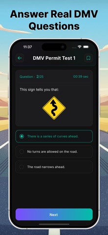 DMV Permit Practice Test. Screenshot 3 of 5
