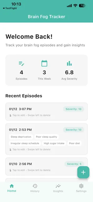 Brain fog tracker screenshot 1