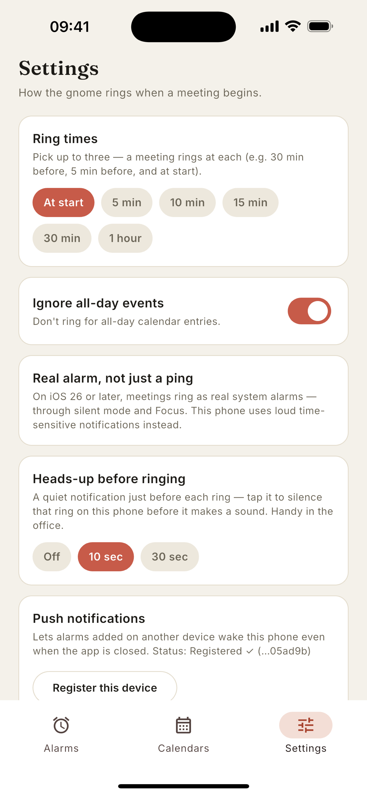 Calendar Gnome: Meeting Alarms screenshot 2