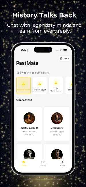 AI History Conversation, Chat screenshot 2