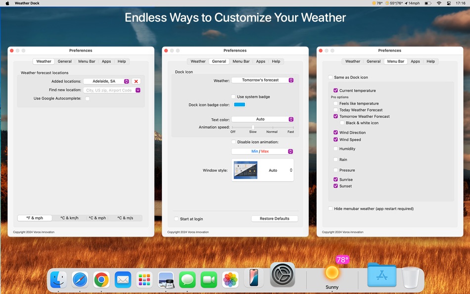 #4. Weather Dock+ Desktop forecast (macOS) 由: Voros Innovation