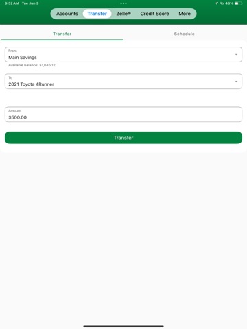 OFCU Mobile Banking iPad screenshot