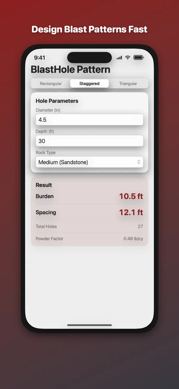 Screenshot #1 pour Blast Hole Pattern & Charge