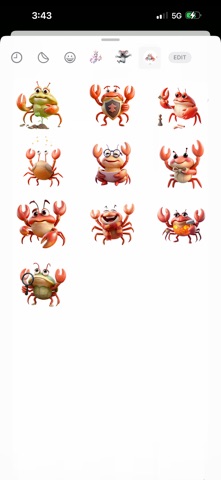 Clever Crab Stickers iPhone screenshot