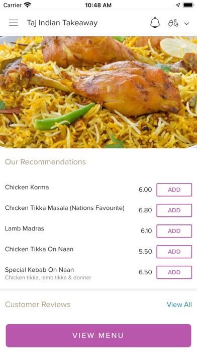 Taj Indian Takeaway. Screenshot