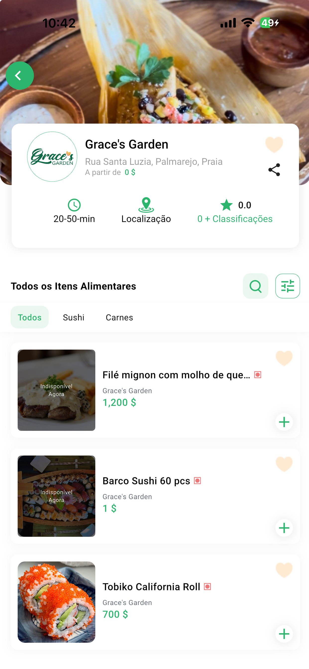 Bafa: pedir comida em casa