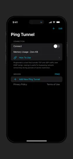 Screenshot von Ping Tunnel : VPN Over ICMP auf dem iPhone 2