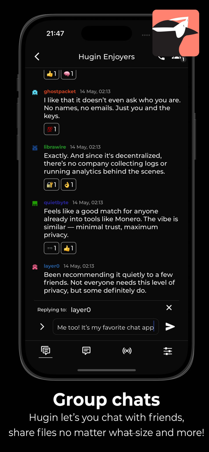 Hugin Messenger screenshot 2