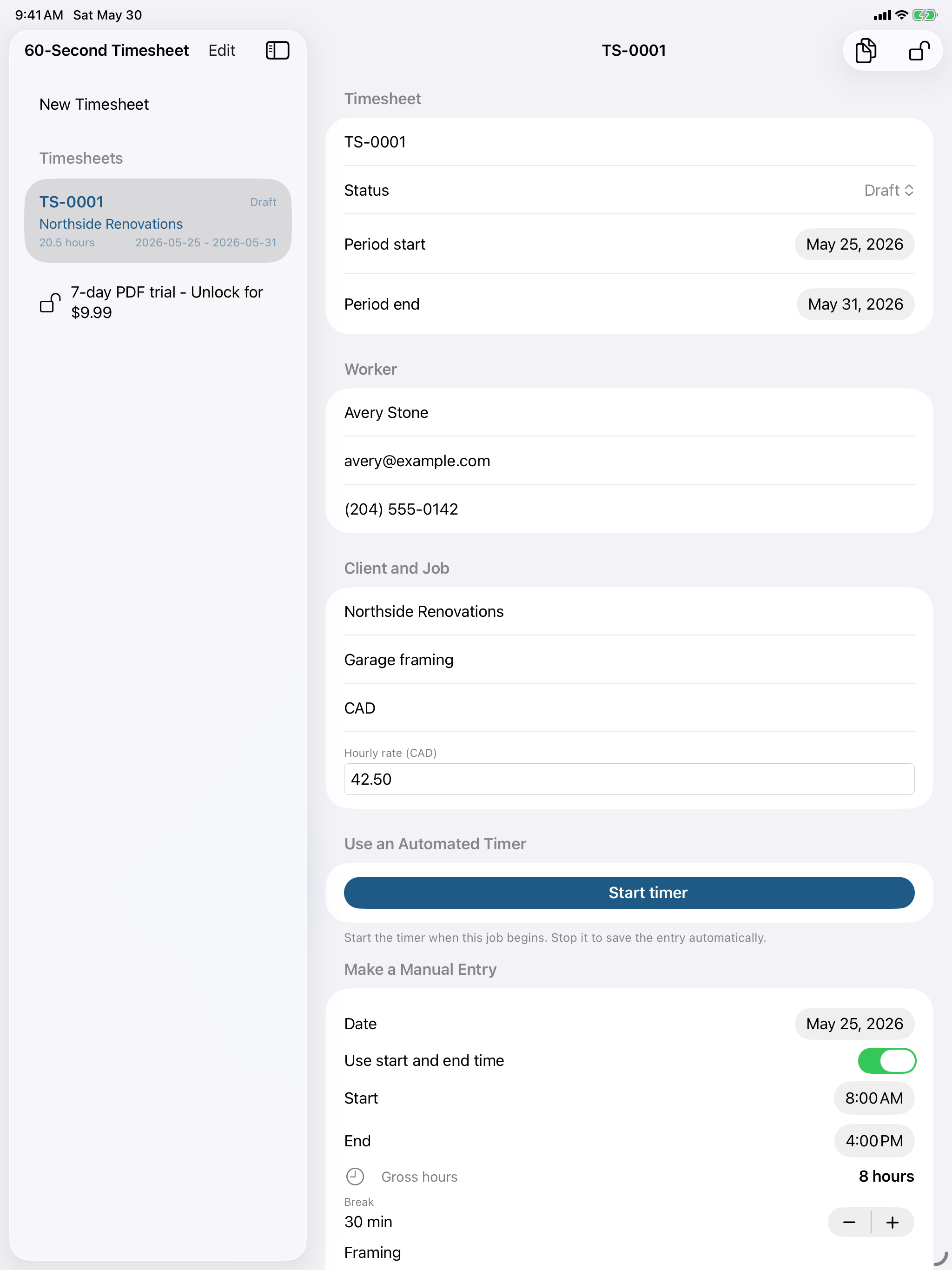 60-Second Timesheet screenshot 7