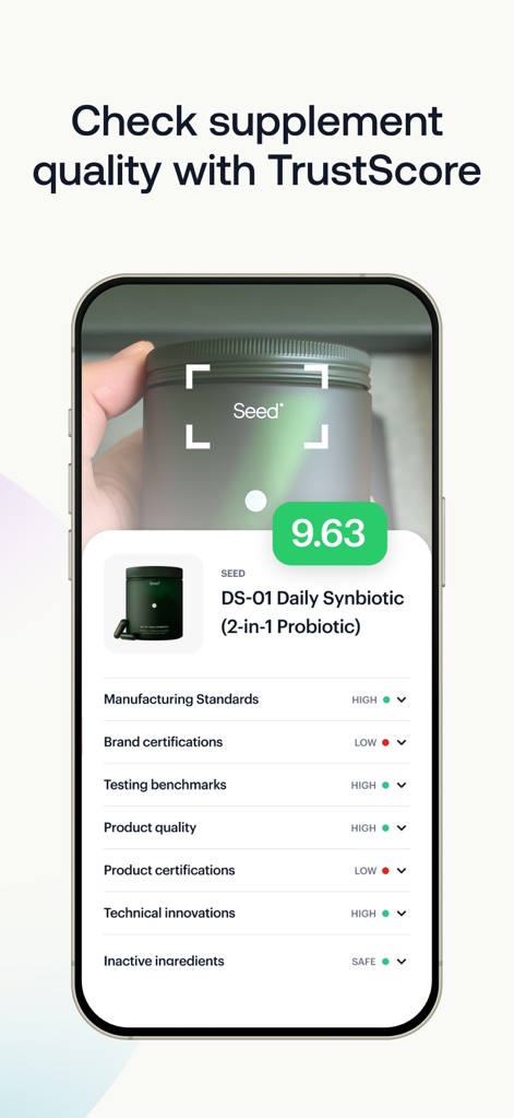 SuppCo: Supplement Scanner - This tool reveals detailed supplement quality via its TrustScore system, providing insights into manufacturing standards and brand certifications.