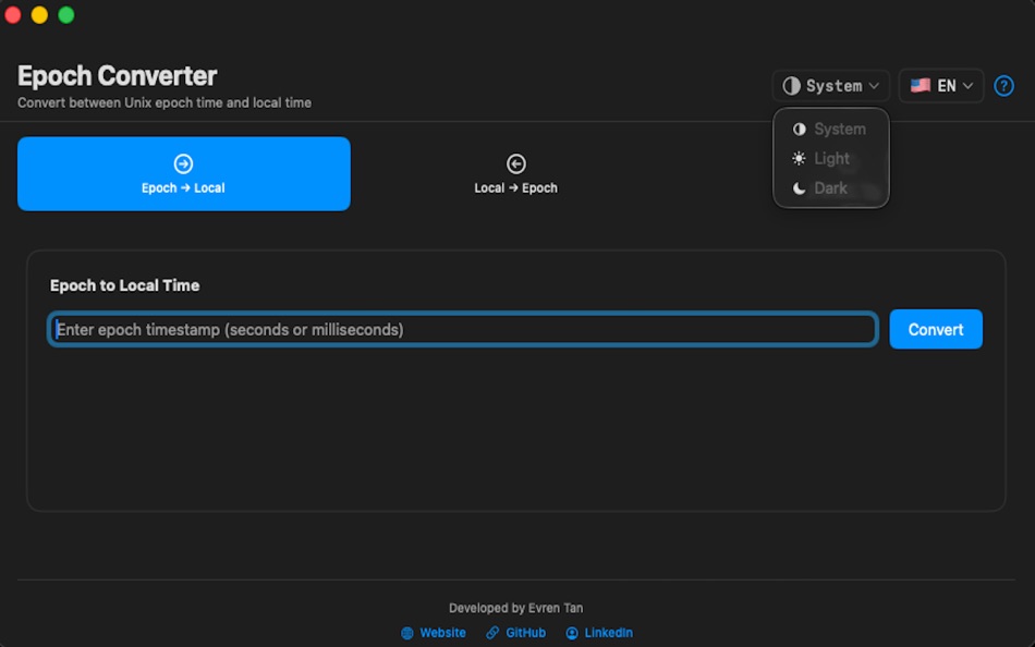 #1. Epoch Converter Tool (macOS) Podle: EVREN TAN