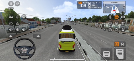 Bus Simulator Indonesia: Maleo - Experience dynamic in-game driving through authentic Indonesian cities, featuring intuitive on-screen controls and a detailed navigation mini-map.