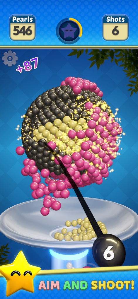 Pearl Gem! - La aplicación presenta la dinámica central de juego con su esfera de perlas tridimensional y el preciso mecanismo de disparo, permitiendo a los usuarios planificar sus movimientos.