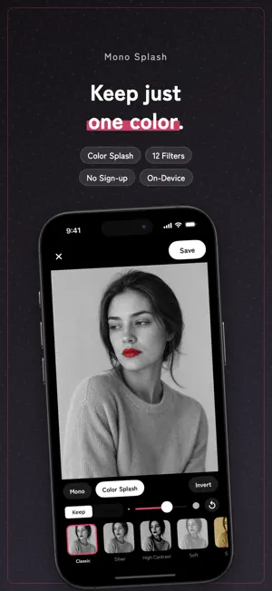 Mono Splash: B&W Photo Editor screenshot 1