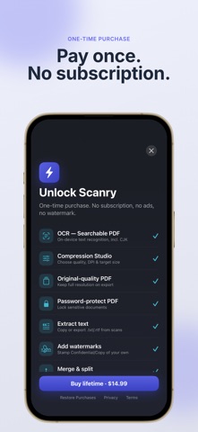 Scanry: PDF Scanner & OCR iPhone screenshot