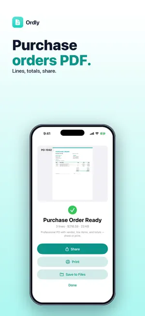 Ordly: Purchase Order screenshot 1