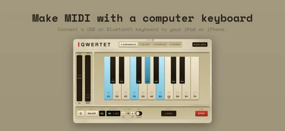 Screenshot von Qwertet - QWERTY To MIDI auf dem iPhone 1