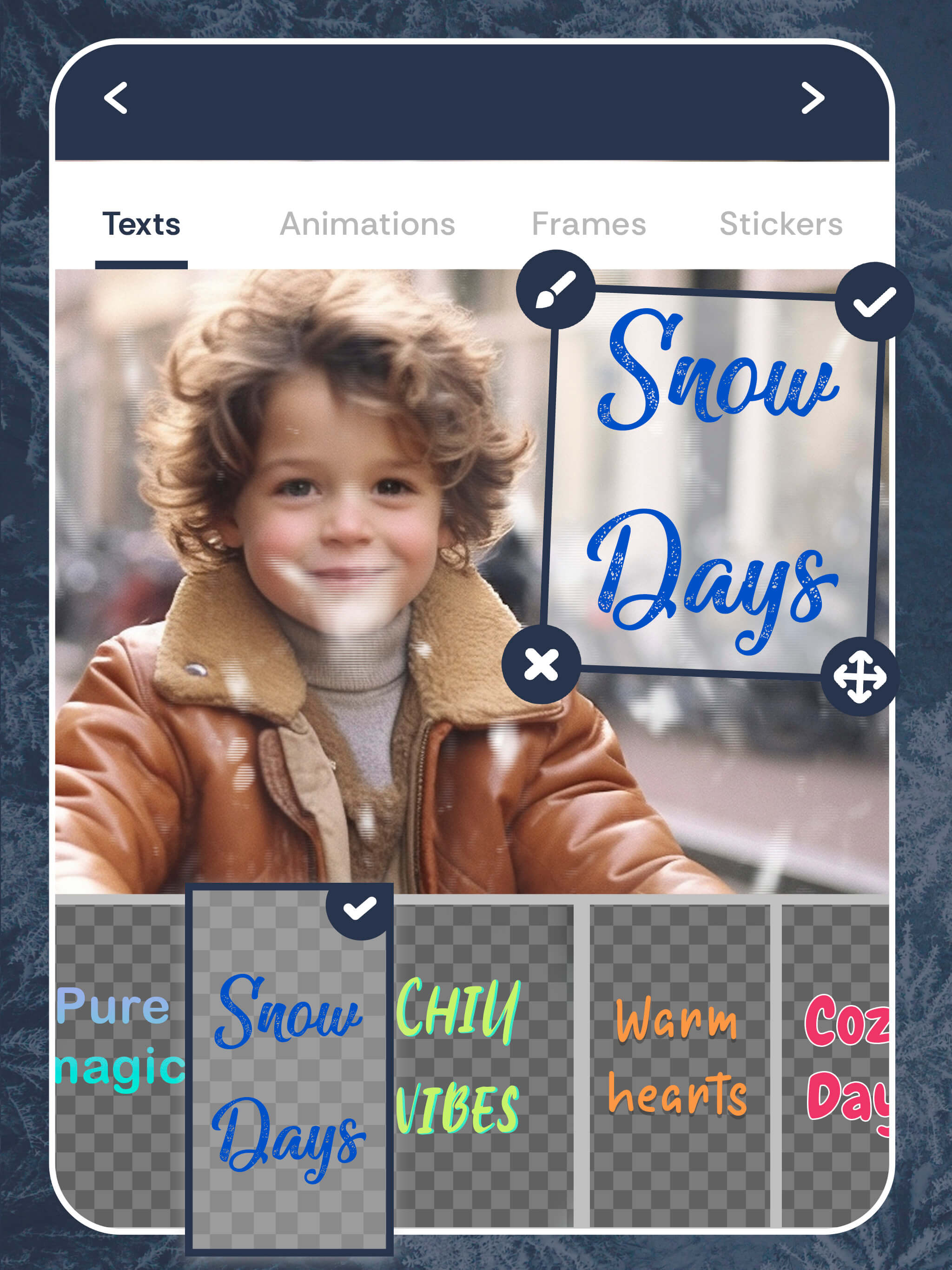 Snow effect on photo frames