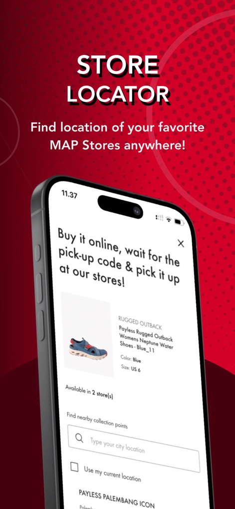 MAPCLUB - The app facilitates finding product availability in nearby stores and allows users to locate specific collection points for their orders.