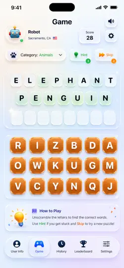 Captura de pantalla de Command Word Jumble Compete en iPhone 1