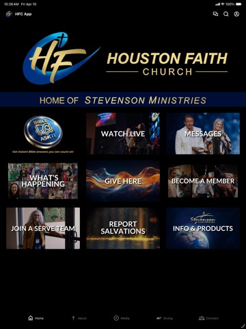 Houston Faith Church. iPad screenshot