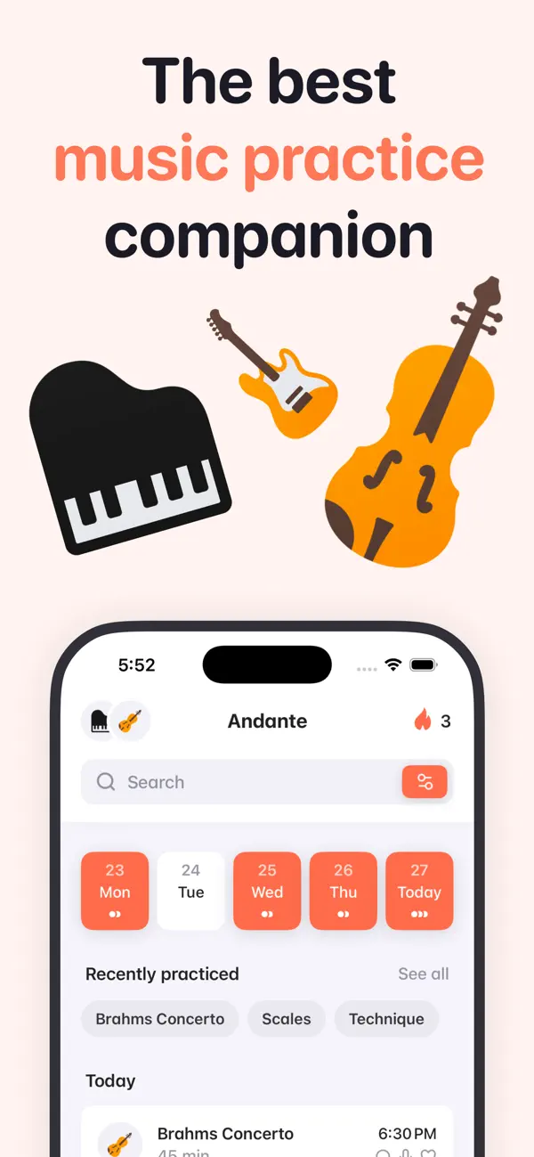 Screenshot #1 pour Andante Music Practice Journal
