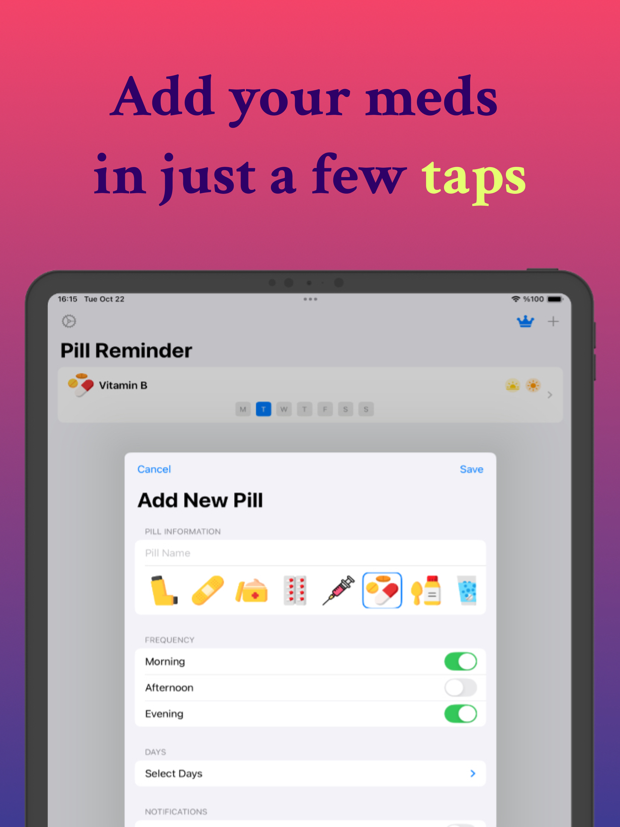 Pill Reminder Vitamin Tracker