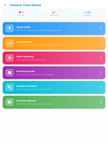 Math Brain Challenge iPad screenshot