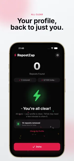 RepostZap: Repost Remover iPhone screenshot 3