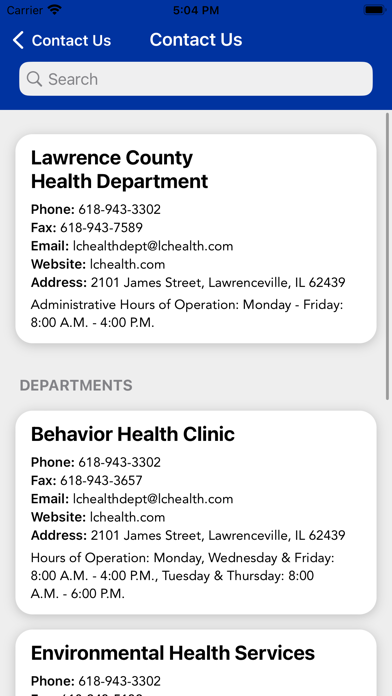 Lawrence County Health Dept Screenshot